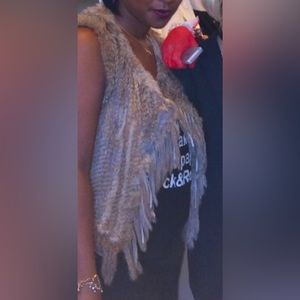 Real Rabbit Fur vest - tan